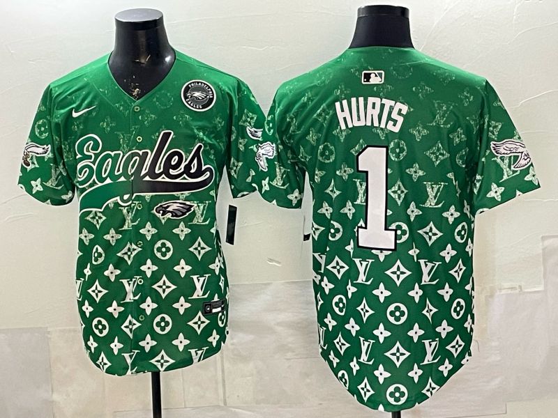 Men 2026 Philadelphia Eagles #1 Hurts Green Nike Limited NFL Jersey style 0007